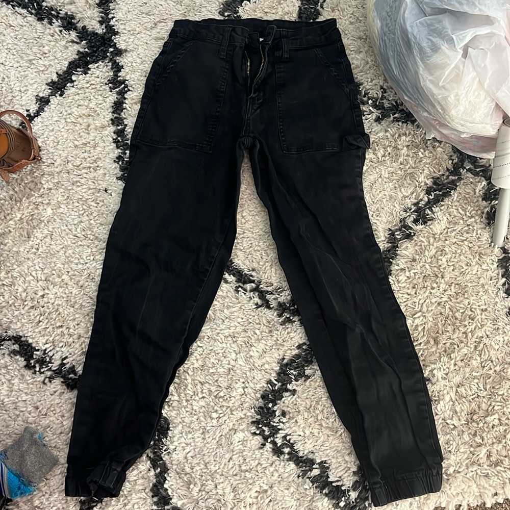 YMI Skinny Cargo Pants Size 5/27 Scrunched Ankle Black